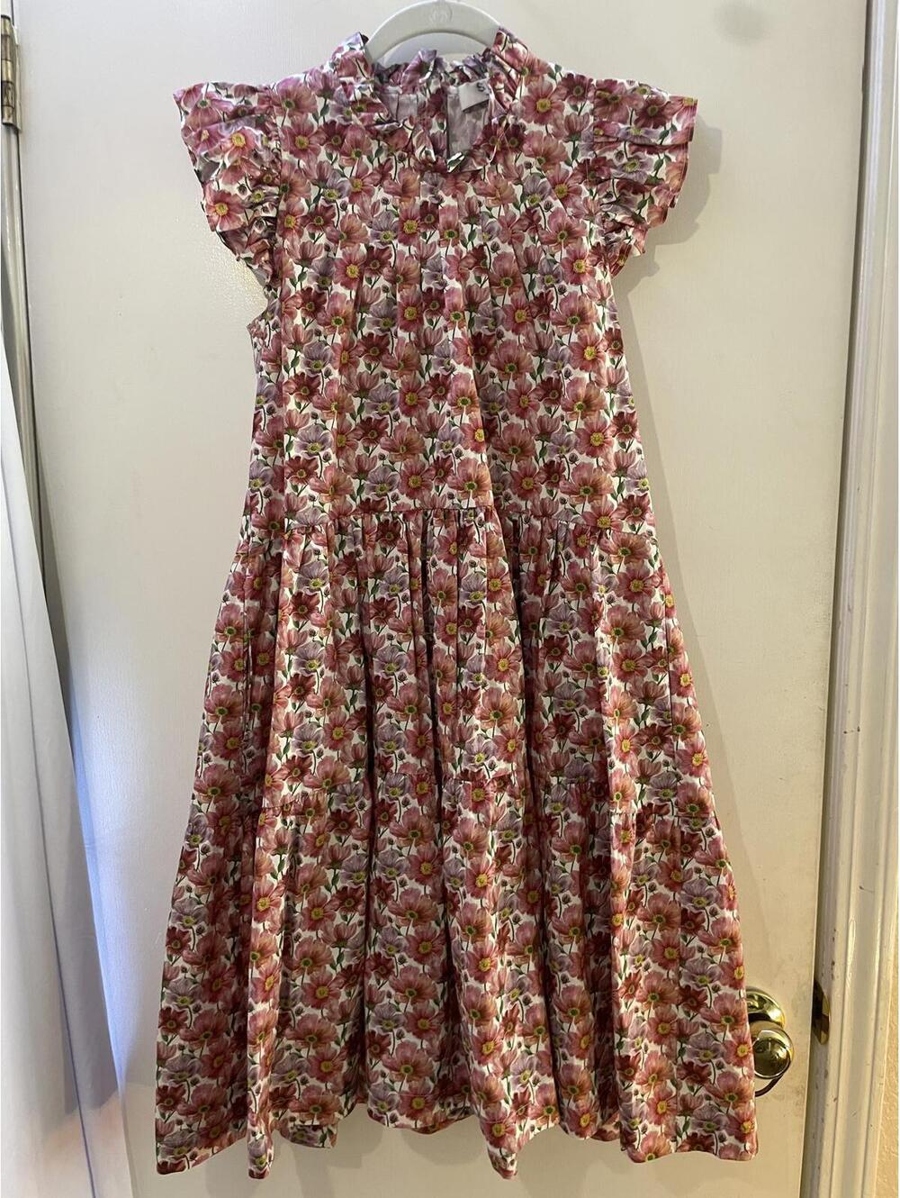 Sea New York Pink Floral Dress Ruffled Collar Cottagecore Size 0